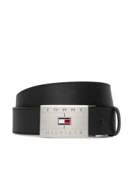 Tommy Hilfiger Pasek Th Flag Plaque Belt AM0AM14322 Czarny. Czarne paski męskie Tommy Hilfiger, bez wzorów, ze skóry. Za 249.99 zł.