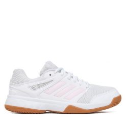 Buty halowe adidas. Białe buty sportowe na co dzień damskie Adidas, bez wzorów. Za 239.99 zł.
