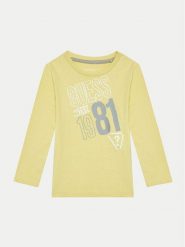 Guess Bluzka N4BI18 I3Z14 Żółty Regular Fit. Żółte t-shirty chłopięce Guess, z aplikacjami, z bawełny, bez ramiączek. Za 99.99 zł.