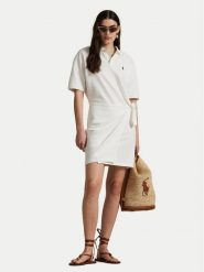 Polo Ralph Lauren Sukienka codzienna 211A88516002 Biały Straight Fit. Białe sukienki damskie Polo Ralph Lauren, na co dzień, xl, bez wzorów, z bawełny, bez kołnierzyka, bez ramiączek, proste. Za 599.99 zł.