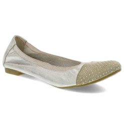 Srebrne Baleriny Damskie Exquisite Codzienne Obuwie. Szare baleriny damskie EXQUISITE, bez wzorów, ze skóry, bez obcasa, na płaskiej podeszwie. Za 159.00 zł.