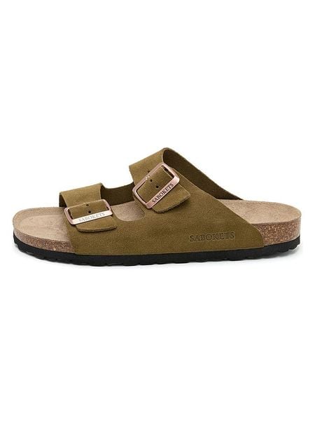 SABOKETS Skórzane klapki w kolorze khaki rozmiar: 44. Brązowe klapki i japonki męskie SABOKETS. Za 169.95 zł.