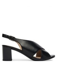 Caprice Sandały 9-28309-46 Czarny. Czarne sandały damskie Caprice, bez wzorów, ze skóry, bez obcasa, na słupku. Za 228.99 zł.