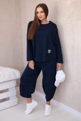 Komplet new punto bluza + spodnie granatowy. Niebieskie bluzy bez kaptura damskie KESI, l, z bawełny. Za 347.13 zł.