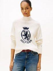 Tommy Hilfiger Wełniany sweter Kobiety Bawełna biały, XL. Białe golfy damskie Tommy Hilfiger, xl, bez wzorów, z bawełny, bez ramiączek. Za 549.95 zł.