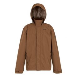 Kurtka wodoodporna z kapturem Regatta Matt II. Brązowe kurtki męskie Regatta, m, bez wzorów, z bawełny, sportowe, z kapturem. Za 268.50 zł.