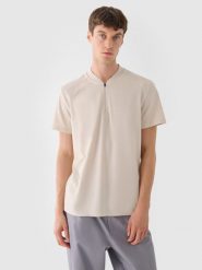 4F Koszulka polo męska - beżowa L. Brązowe koszulki polo męskie 4f, l, bez wzorów, z bawełny, bez ramiączek. W wyprzedaży za 59.99 zł.