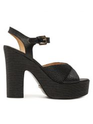 Guess Sandały Starla FLTSTA ELE03 Czarny. Czarne sandały damskie Guess, z aplikacjami, z tworzywa sztucznego, bez obcasa, na słupku. Za 519.99 zł.