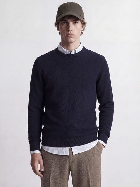 Jack & Jones Sweter w kolorze granatowym rozmiar: XXL. Niebieskie swetry męskie Jack & Jones, xxl, bez wzorów, z bawełny, bez kołnierzyka. Za 124.95 zł.
