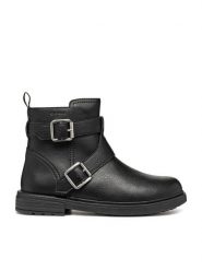 Geox Kozaki Jr Eclair J469QX 000BU C9999 S Czarny. Czarne kozaki dziewczęce Geox, bez wzorów, ze skóry, bez obcasa. Za 359.99 zł.