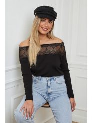 Plus Size Company Bluzka "Hurel" w kolorze czarnym rozmiar: 46. Czarne bluzki damskie Plus Size Company, plus size, bez wzorów, z koronki, klasyczne, bez kołnierzyka, plus size, bez ramiączek. Za 97.28 zł.
