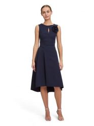 Vera Mont Sukienka w kolorze granatowym rozmiar: 36. Niebieskie sukienki damskie Vera Mont, z aplikacjami, bez kołnierzyka, bez ramiączek, midi. Za 247.11 zł.