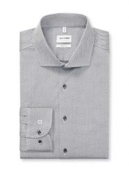 OLYMP Koszula "Level 5" - Body fit - w kolorze biało-czarnym rozmiar: 40. Białe koszule męskie Olymp, bez wzorów, z bawełny, bez kołnierzyka, bez ramiączek. Za 113.63 zł.