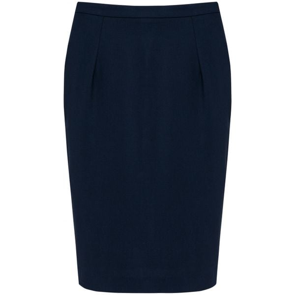 Damska prosta spódnica Kariban Premium. Niebieskie spódniczki damskie KARIBAN, bez wzorów, z materiału, wizytowe, ołówkowe. W wyprzedaży za 284.00 zł.