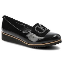 Czarne Półbuty Karino Eleganckie Buty Damskie. Czarne półbuty damskie Karino, bez wzorów, ze skóry, biznesowe, bez obcasa, na obcasie. Za 249.00 zł.