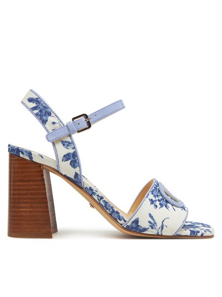 Guess Sandały FLJGA2 FAP03 Niebieski. Niebieskie sandały damskie Guess, z aplikacjami, ze skóry, bez obcasa, na słupku. Za 449.99 zł.