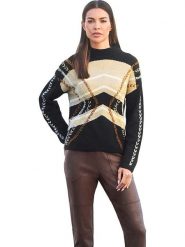 Heine Sweter w kolorze czarno-beżowym rozmiar: 44. Brązowe golfy damskie Heine, bez wzorów, z wełny, bez ramiączek. Za 61.46 zł.