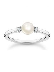 Thomas Sabo Srebrny pierścionek z perłą rozmiar: 56. Szare pierścionki damskie thomas sabo, z cyrkonią, srebrne. Za 134.95 zł.