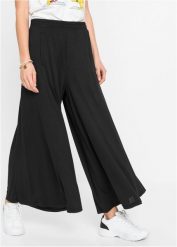 Spodnie culotte z dżerseju, z szerokimi nogawkami. Zielone spodnie materiałowe damskie bonprix, bez wzorów, z dżerseju. Za 149.99 zł.