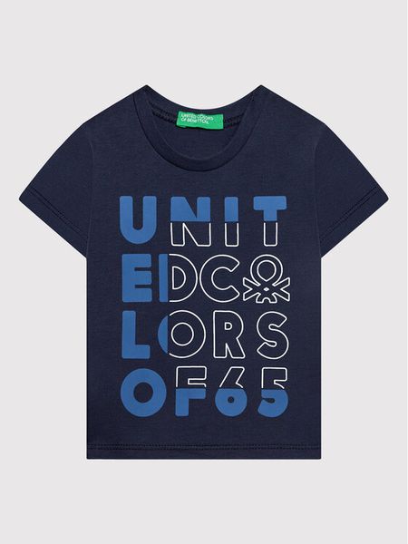 United Colors Of Benetton T-Shirt 3I1XG100G Granatowy Regular Fit. Niebieskie t-shirty chłopięce United Colors Of Benetton, bez wzorów, z bawełny, bez ramiączek. Za 39.99 zł.