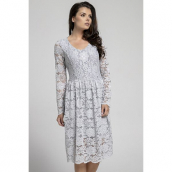 Długa sukienka z koronki na313. Szare sukienki damskie Pepe, na jesień, xs, bez wzorów, z koronki, eleganckie, bez kołnierzyka, bez ramiączek, maxi. Za 169.00 zł.