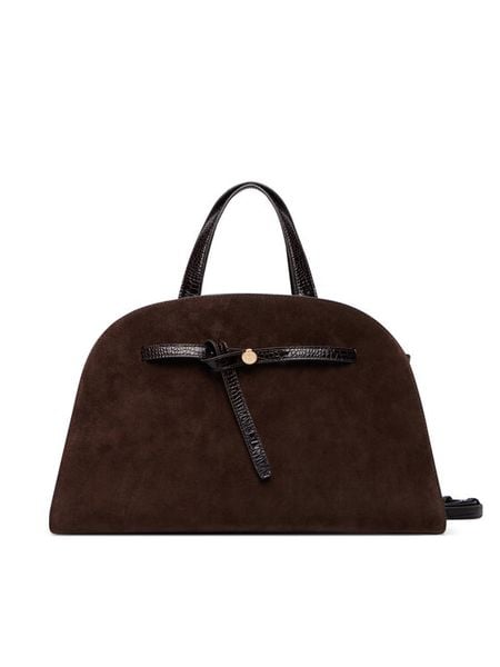 Tory Burch Torebka Romy Suede Bauletto 183363 Brązowy ciemny. Brązowe torebki klasyczne damskie Tory Burch, bez wzorów, ze skóry, bez dodatków. Za 2,634.00 zł.