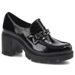 Czarne Półbuty Lemar Damskie Eleganckie Obuwie. Czarne półbuty damskie Lemar, bez wzorów, z lakierowanej skóry, eleganckie, bez obcasa, na słupku. Za 265.00 zł.