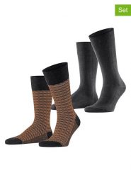 ESPRIT Skarpety (2 pary) "Houndstooth" w kolorze antracytowo-pomarańczowym rozmiar: 43-46. Czarne skarpetki męskie Esprit, bez wzorów. Za 48.28 zł.