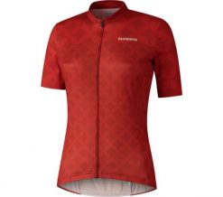 Damska koszulka z krótkim rękawem MIZUKI, czerwona. Czerwone bluzki sportowe damskie SHIMANO, l, z elastanu, bez kołnierzyka, bez ramiączek. Za 349.90 zł.