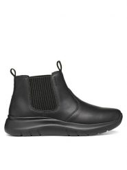 Geox Sztyblety D Plummery D66YNA 0009B C9999 Czarny. Czarne botki damskie Geox, bez obcasa, na płaskiej podeszwie, bez zapięcia. Za 499.99 zł.