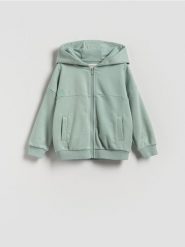 Bawełniana bluza z kapturem - niebieski. Niebieskie bluzy i bluzki niemowlęce Reserved, bez wzorów, z bawełny, bez ramiączek, z kapturem. Za 49.99 zł.