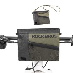 Torba na kierownicę roweru 1,5 L – przekształcana w torbę na ramię. Czarne torby męskie na ramię ROCKBROS, bez wzorów, z materiału, na ramię. Za 73.32 zł.