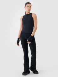 4F Legginsy z prążkowanej dzianiny damskie - czarne XS. Czarne legginsy damskie 4f, s, bez wzorów, z dzianiny. W wyprzedaży za 99.99 zł.