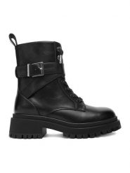 Nine West Trzewiki CEO-DANAE-01 Czarny. Czarne botki damskie Nine West, z materiału, bez obcasa, na płaskiej podeszwie, bez zapięcia. Za 279.99 zł.