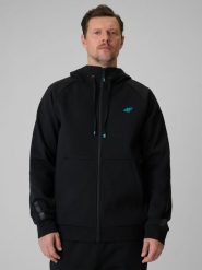 4F Bluza dresowa regular z kapturem męska - czarna L. Czarne bluzy z kapturem męskie 4f, l, z bawełny. Za 199.99 zł.