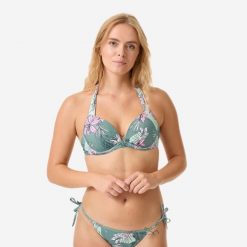 Góra kostiumu kąpielowego damska Decathlon Elena Numea. Brązowe bikini damskie Decathlon, bez wzorów. Za 79.99 zł.