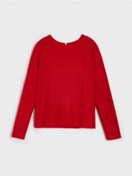 Sweter z zamkiem z tyłu - czerwony. Czerwone swetry klasyczne damskie Sinsay, l, bez kołnierzyka. Za 49.99 zł.