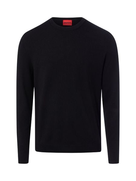 HUGO sweter z cienkiej dzianiny Mężczyźni czarny, XXL. Czarne swetry męskie Hugo, m, bez wzorów, z dzianiny, bez kołnierzyka. Za 449.95 zł.