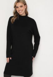 Czarna Sweterkowa Sukienka Półgolf z Bawełną i Wełną Pilara. Czarne sukienki damskie Born2be, m, bez wzorów, z bawełny, eleganckie, bez kołnierzyka, bez ramiączek, midi, ołówkowe. W wyprzedaży za 63.99 zł.