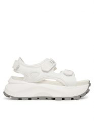 Buffalo Sandały Manhatten SND 1602368 Biały. Białe sandały damskie Buffalo, bez wzorów, z materiału, bez obcasa, na płaskiej podeszwie. Za 389.99 zł.