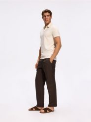 Koszulka polo slim z bawełną - złamana biel. Koszulki polo męskie Reserved, l, bez wzorów, z bawełny, bez ramiączek. Za 119.99 zł.
