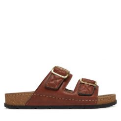 Klapki Scholl. Brązowe klapki damskie Scholl, bez wzorów, bez obcasa. Za 309.99 zł.