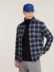 G-Star Koszula - Slim fit - w kolorze granatowym rozmiar: M. Niebieskie koszule męskie G-Star, m, bez wzorów, z bawełny, bez kołnierzyka, bez ramiączek. Za 188.85 zł.