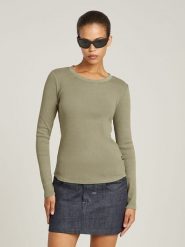 G-Star Koszulka w kolorze khaki rozmiar: XS. Brązowe bluzki damskie G-Star, xs, bez wzorów, z bawełny, retro, bez kołnierzyka, bez ramiączek. Za 92.42 zł.