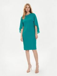 Joseph Ribkoff Sukienka koktajlowa 242731 Turkusowy Slim Fit. Niebieskie sukienki damskie Joseph Ribkoff, bez wzorów, z syntetyku, wizytowe, bez kołnierzyka, bez ramiączek. Za 679.99 zł.