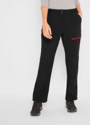 Spodnie softshell ze stretchem, z kieszeniami, z materiału odpychającego wodę. Czarne spodnie materiałowe damskie bonprix, bez wzorów, z softshellu. Za 219.99 zł.