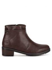 Rieker Trzewiki Y0551-25 Brązowy. Brązowe botki damskie Rieker, z materiału, bez obcasa, na słupku, bez zapięcia. Za 279.99 zł.