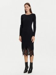 Morgan Sukienka dzianinowa 242-RMSIKA Czarny Slim Fit. Czarne sukienki damskie Morgan, l, bez wzorów, z dzianiny, bez kołnierzyka, bez ramiączek. Za 289.99 zł.