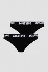 MOSCHINO Czarne damskie stringi dwupak, Rozmiar L. Czarne stringi damskie MOSCHINO, l, bez wzorów. W wyprzedaży za 224.99 zł.