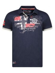 Geographical Norway Koszulka polo w kolorze granatowym rozmiar: S. Niebieskie koszulki polo męskie Geographical Norway, s, z aplikacjami, z bawełny, bez ramiączek. Za 52.55 zł.